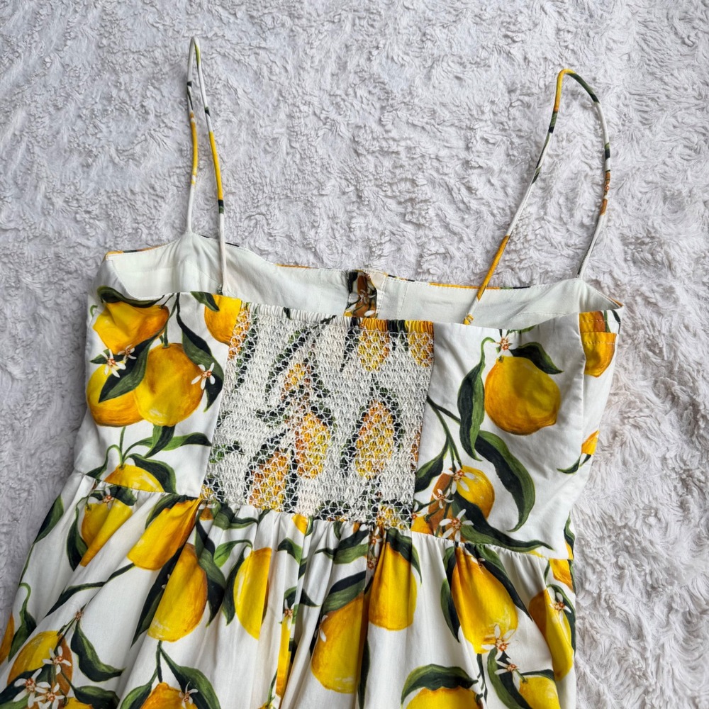 J.Crew Lemon Print Limoncello Dress Regenerative Cotton Button Midi CA663 0 - Picture 7 of 12